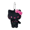 Kawaii Sanrio Hello Kitty Black Pink Leopard Pattern Plush Toys Keychain Cartoon Girl Heart Backpack Pendant Girls Birthday Gift 5