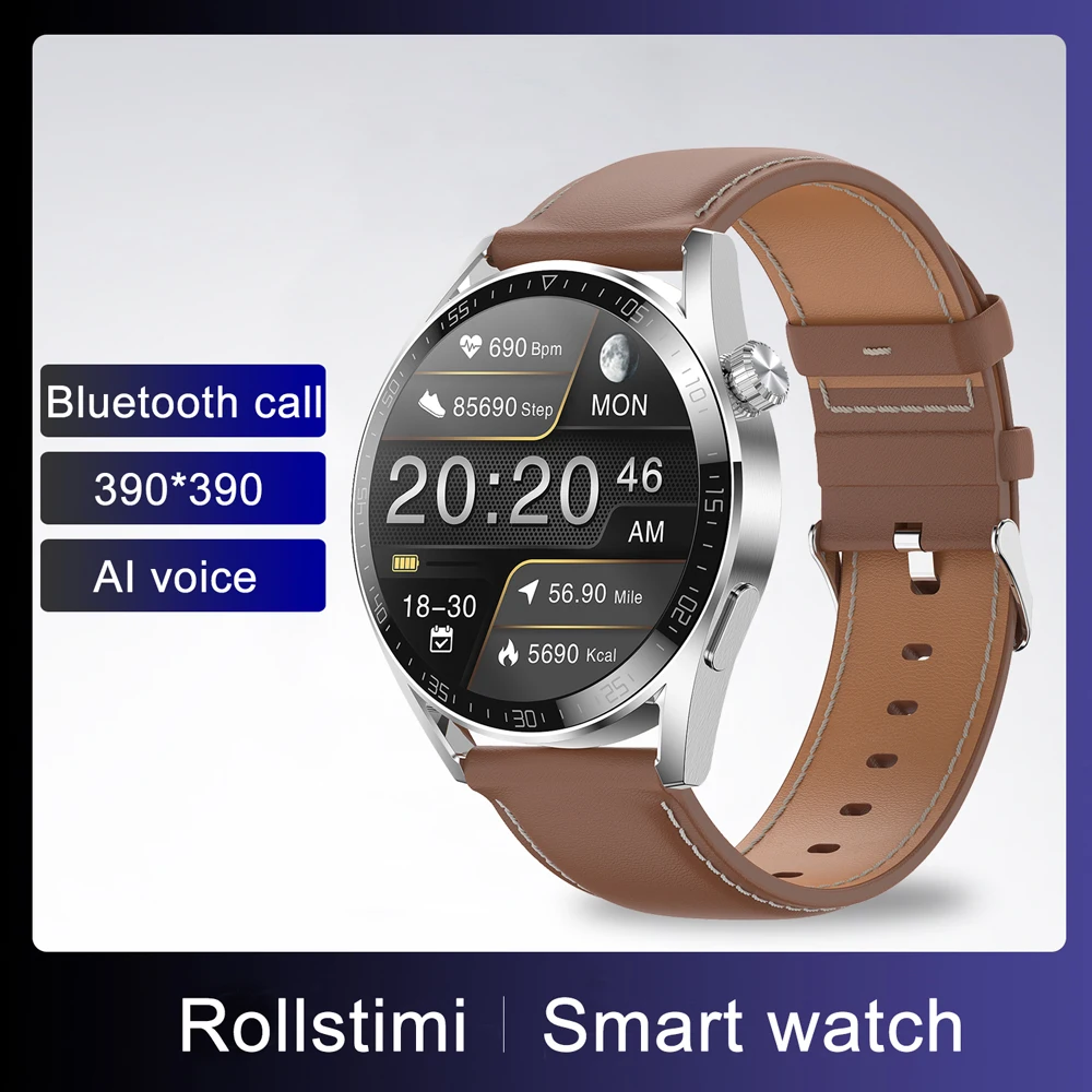 

Rollstimi For Men Bluetooth Call Business Smartwatch 390*390 HD Screen Smart Watch Watch Fitness Waterproof Sports Clock Man New