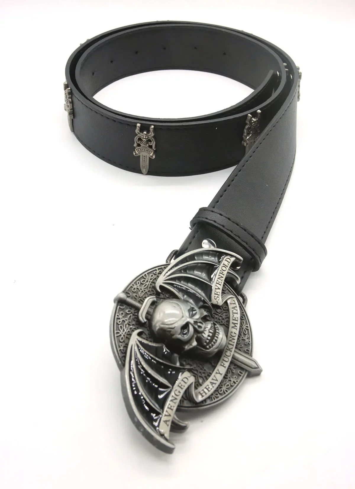Neue Designer Schädel Flügel Gürtel für Mann American Retro Jeans Rock Zubehör Saint Sword Punk Niet Mode Y2k Gürtel – Detail 9