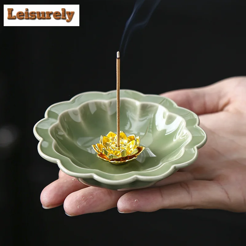 Four Seasons Flower Plate Incense Holder Handmade Mist Smoking Steamers Incense Burners Meditation Censer Buddhism Craft Gift