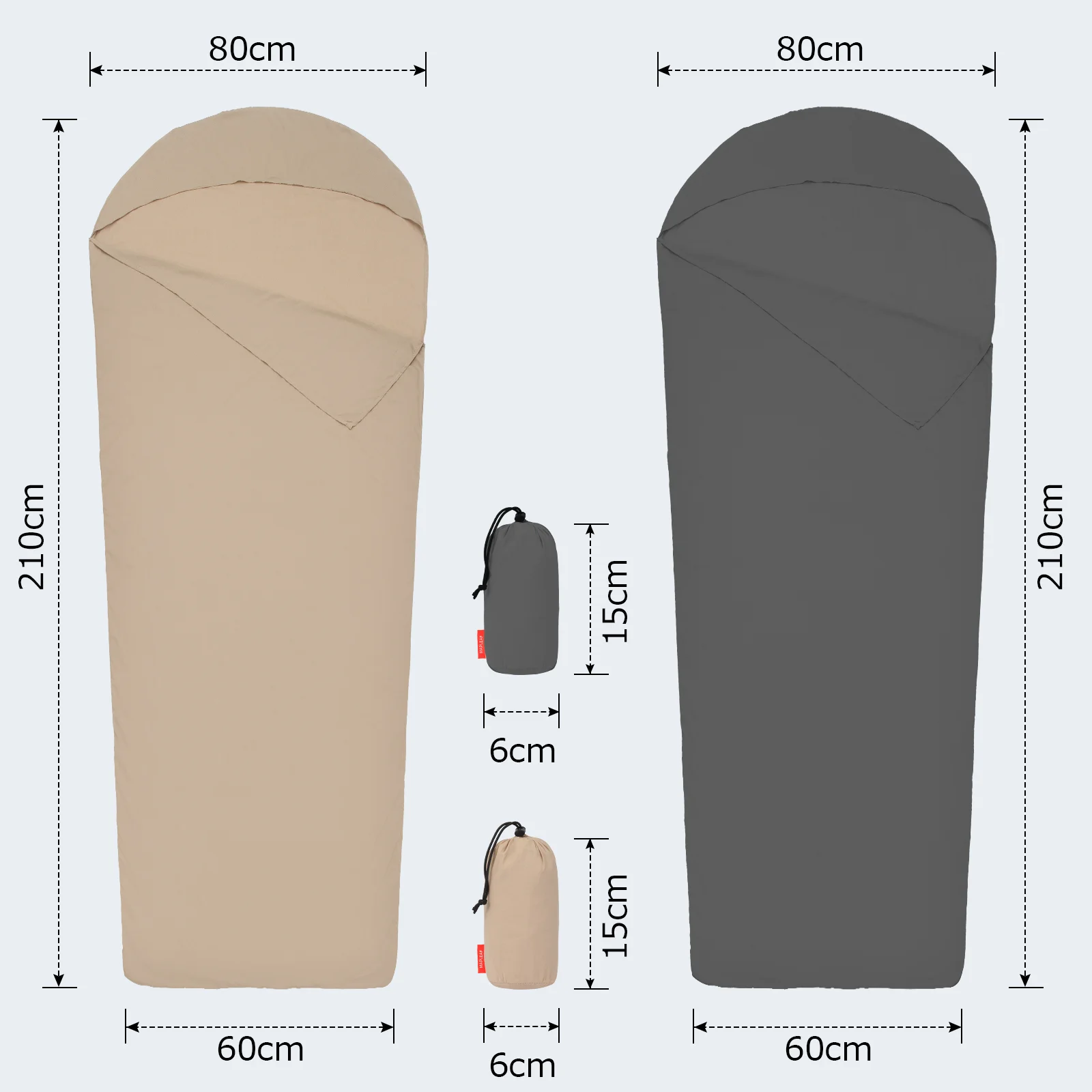 Sleeping Bag Liner Compact Quick-Dry Washable for Camping Hiking Travel 128g