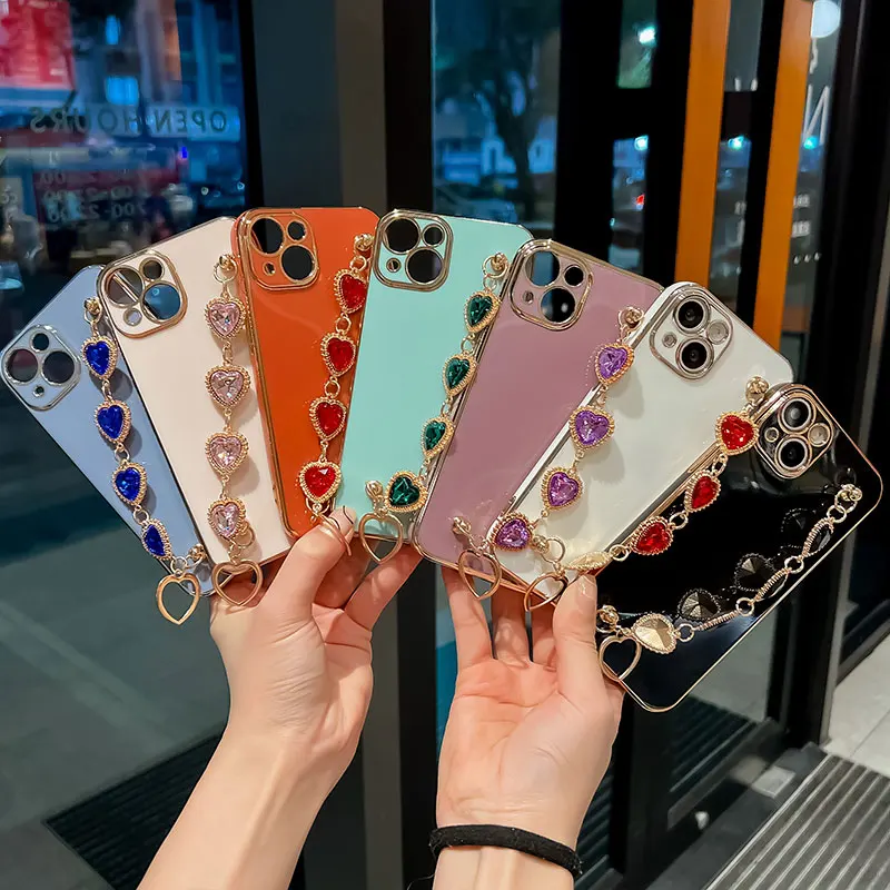 For POCO X3 Luxury Flash Rhinestone Bracelet Case For Xiaomi POCO X3 X4 Pro 5G NFC M3 C40 Cover Silicone Chain Case POCOX3 Women phone case