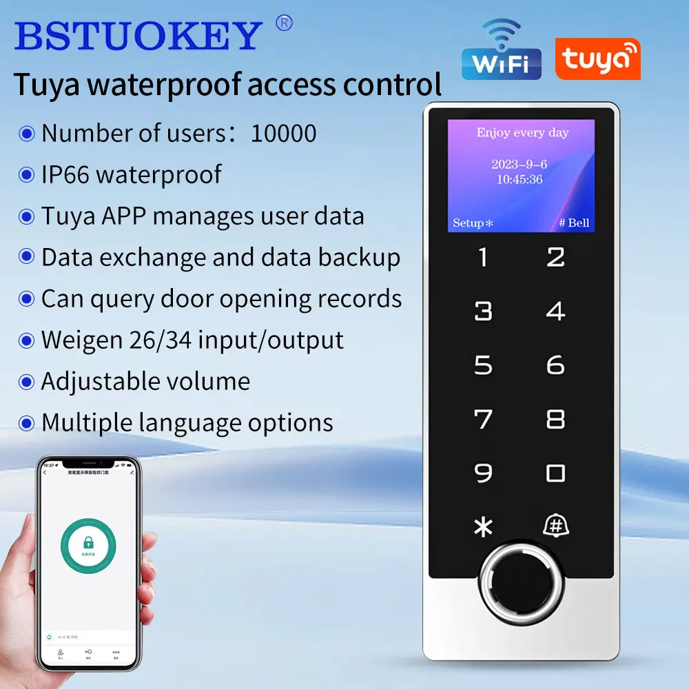 

Tuya Wifi RFID Keyboard Access Control Metal Keypad Waterproof Outdoor Door Opener Electric Lock System EM4100 Keyfob App Unlock