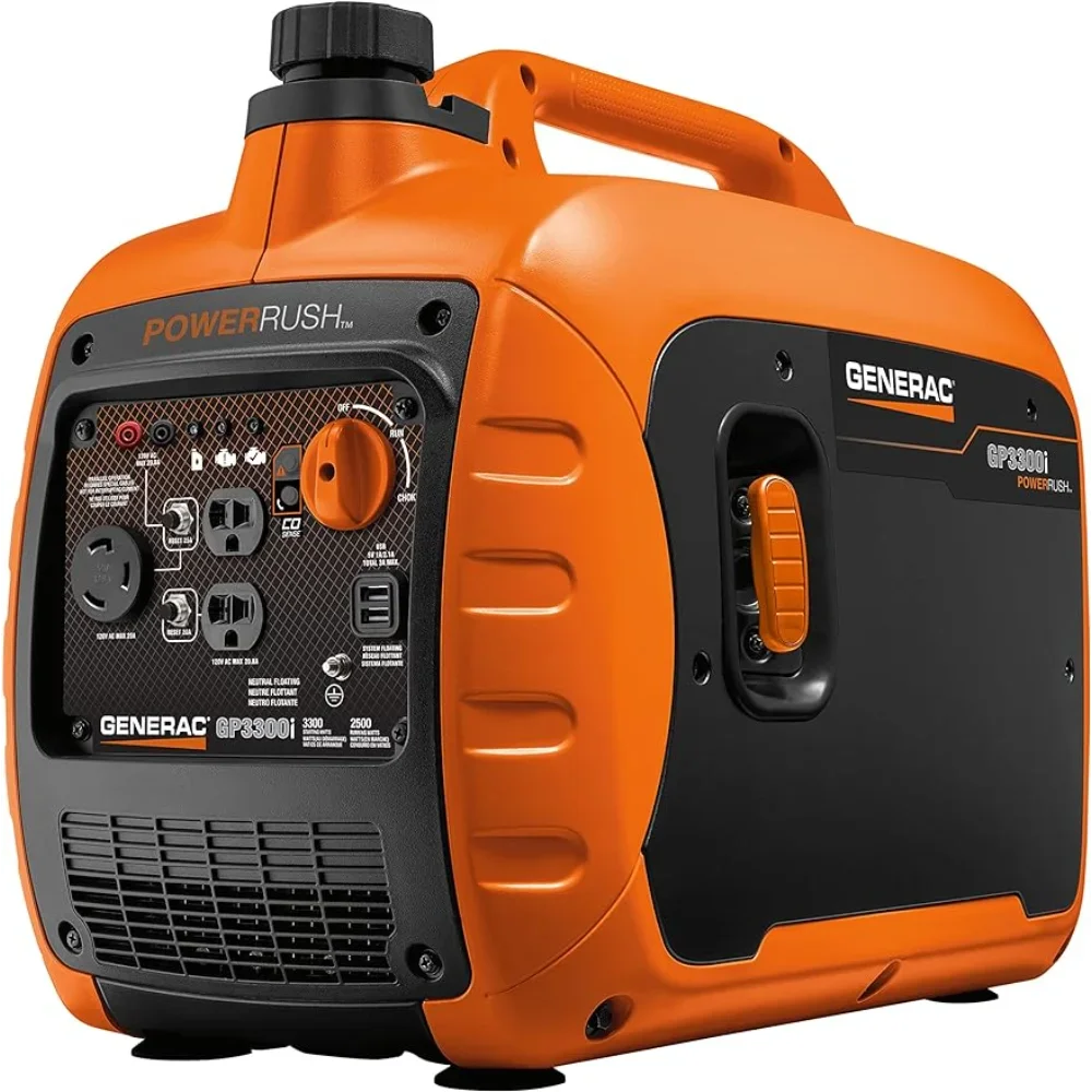 

Генератор инвертора Generac 7153 GP3300i, 3300 Вт, газовый портативный инвертор, легкий дизайн, USB-порты для зарядки мобильных устройств