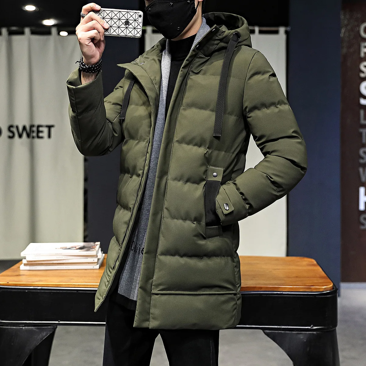 2022 Winter Men's Down Jacket Hooded Fashion Long Down Coats Men Thick Windproof Waterproof  Warm Brand Mens  Long Parkas