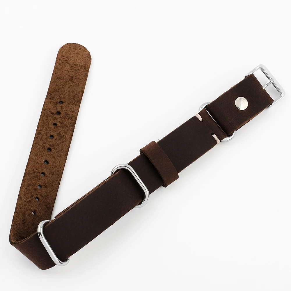 Premium Leather Watch Strap with Stainless Steel Buckle - Universal Replacement Strap