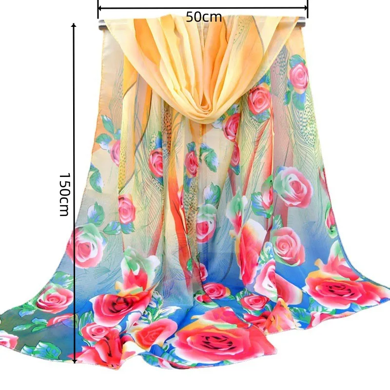 new chiffon scarf female spring and autumn large super long printed silk scarf wild shawl summer sun sand 3