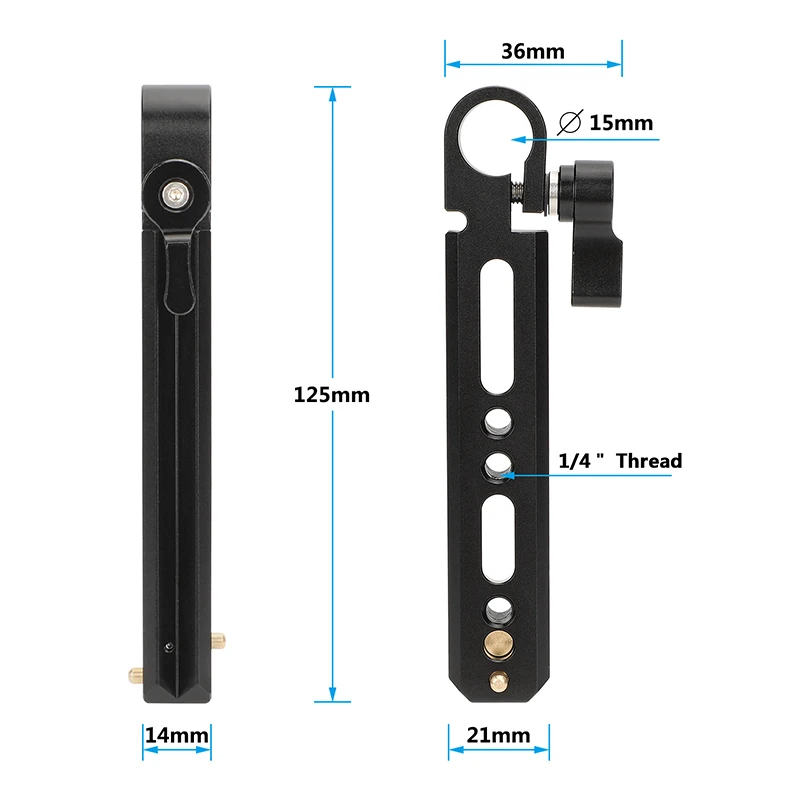 Camera Bracket SZRIG 15mm Single Rod With Double-Sided NATO Safety Rail (3.8")