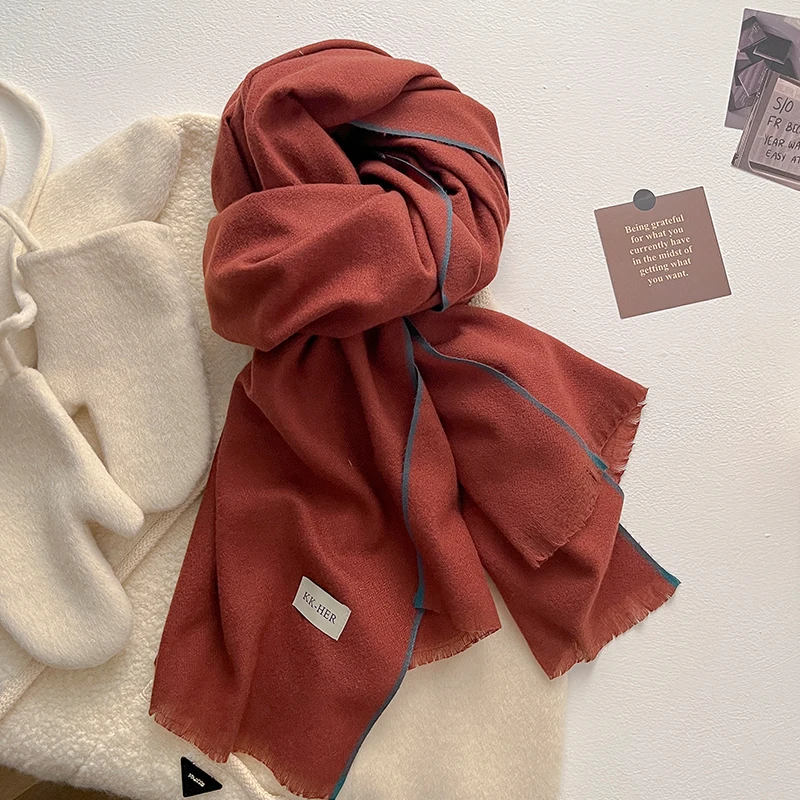 2025 New Women's Winter Wool Scarf - Long Warm Cashmere-Like Solid Color Pashmina Shawl, Wrap, Hijab, Bandana & Head Scarf