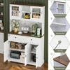 Pantry Storage Cabinet, Kitchen Hutch with Buffet Cupboard, Utility Pantry Cabinet with Microwave Stand,Tall Kitchen Cabinets 6