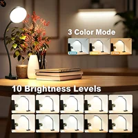3.5in LED Clip Light Desk Lamp USB Rechargeable Cordless 1800mAh Battery 23 LEDs 3 Colors 3000K-6000K 10 Levels Dimmable Flexible Gooseneck Sturdy Clamp Wide Beam 120° High  130lm Eye Care Reading Light for Office Study Bedroom Dorm Workbench Studio 2