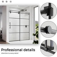 Frameless Shower Door Glass 56 To 60'' W X 76'' H,with 3/8" (10mm) Clear SGCC Tempered Glass,Stainless Steel, Glass Shower Door 2