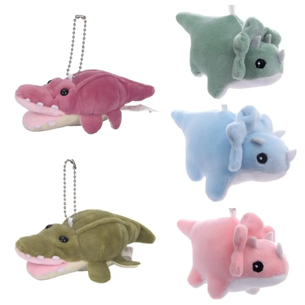 Funny Soft Dinosaur Plush Keychain Plush Stuffed Cute Triceratops Keyring Cartoon Fashion Crocodile Bag Pendant Bag Hanging