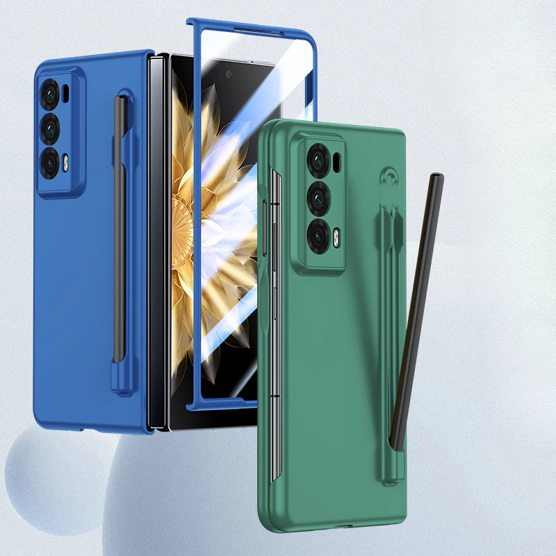 Matte Shockproof Armor Case with Pen Holder - Hard Plastic Cover