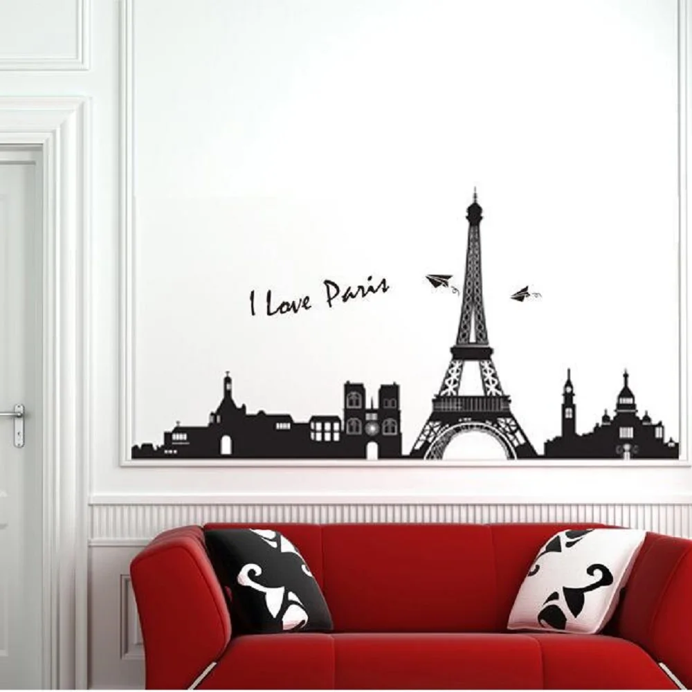 Three Generations Can Remove Wall Stickers Bedroom Living-room Sofa Background TV Paris Landscape