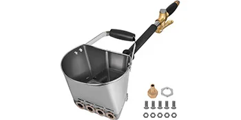 SucceBuy Mortar Sprayer Gun 4-Jet 3kW Wall Stucco Shovel Hopper Cement Spray Gun Plaster Ceiling Paint Concrete Sprayer Tool
