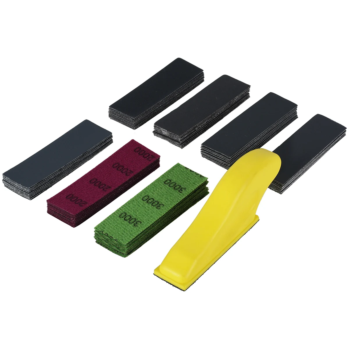 

Micro Sander Kit Hook and Loop Sander Paper Assorted Grit Wet and Dry Sanding Strip Detail Hand Sanding Tool with 70pcs