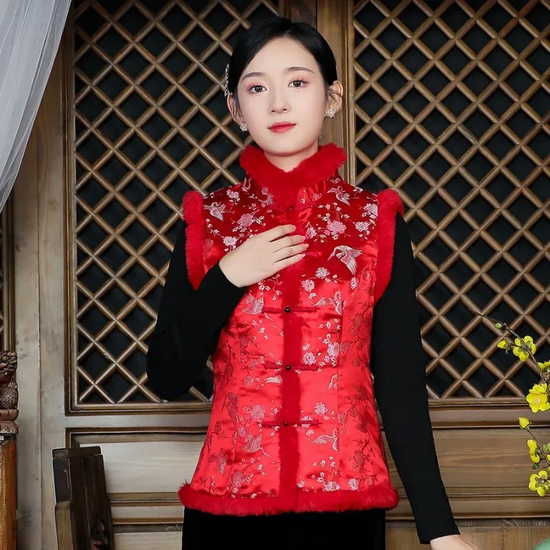 Women Chinese Tang Suit Retro Cotton Vest women cheongsam waistcoat