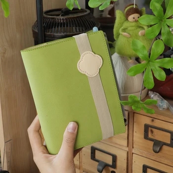 Agenda ricaricabile unica A6 con quaderno in carta da acquerello in ecopelle a doppio anello per la pianificazione del diario