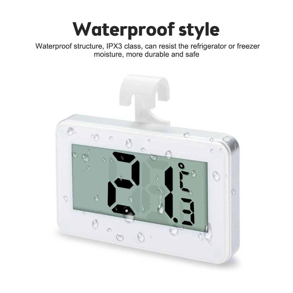 Digital Fridge / Freezer Thermometer Household Thermograph Humidity Meter IPX3 Waterproof LCD Display Wireless & Hanging Hook