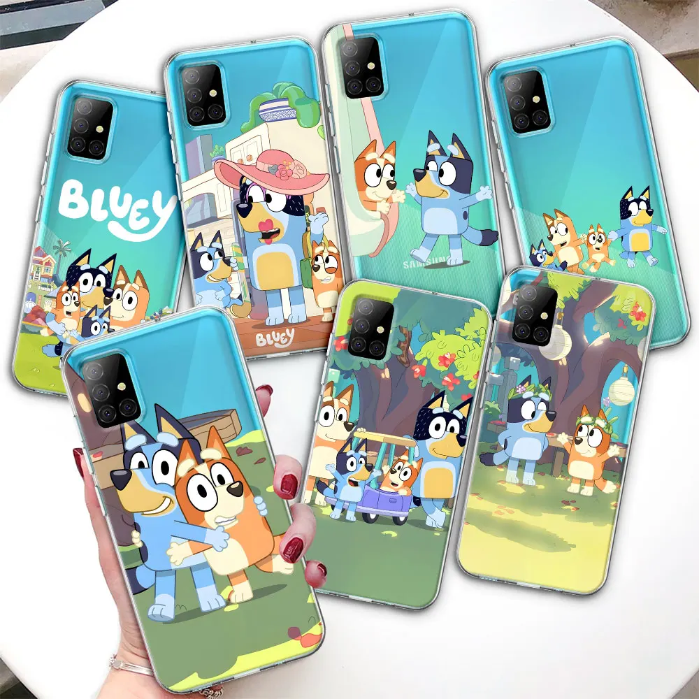 B-Blueys чехол с мультяшной собакой для Samsung Galaxy A54 A14 A12 A51 A13 A52s A53 A32 A52 A21s A24 A31 A23 A22 A71, прозрачный чехол для телефона из ТПУ