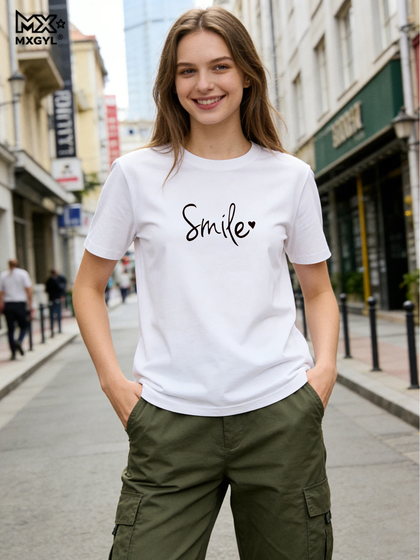Smile Heart Print Women T Shirt Short Sleeve O Neck Loose Casual Women Tshirt Ladies Tee Shirt Tops Clothes Camisetas Mujer 1