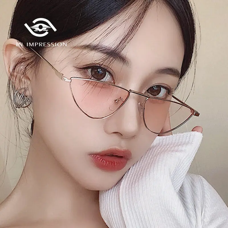 

Korean Style Fashion Semi-circle Sunglasses New Personality Small Frame Retro Metal Cat Eye Sunglasses Cool Women Sunglasses