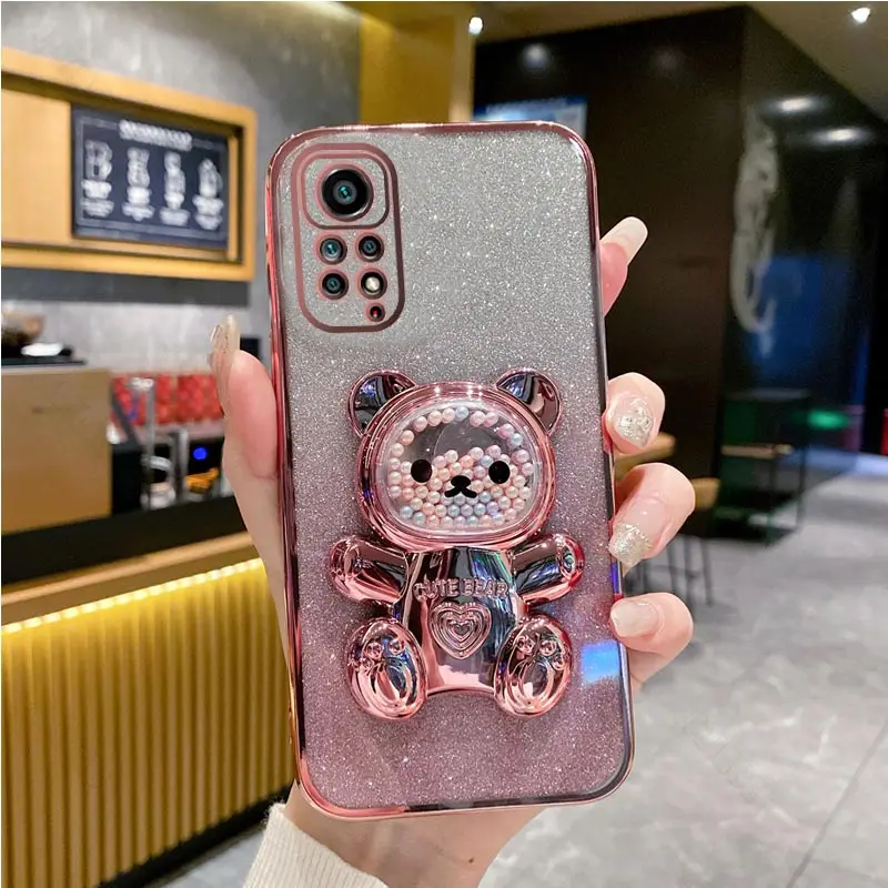 thumbnail image 1 of Note11 Cute Bear Holder Case On For Xiaomi Redmi Note 11 Pro 4g 5g 11s 11E 11t 11proPlus 10 10s 9 9s 8 7 Stand Cover Note11s, 1 of 5