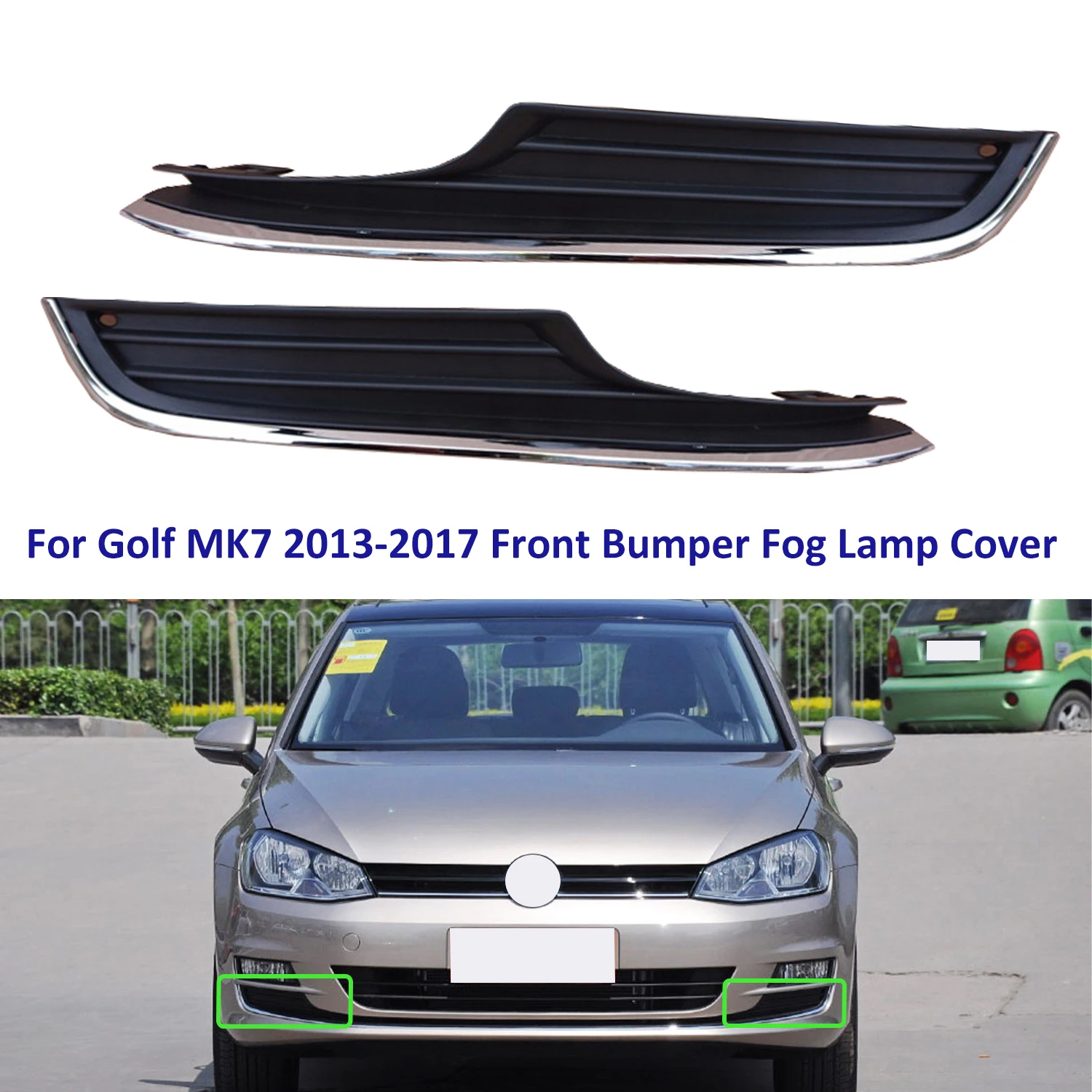 VW Golf MK7 2013 2014 2015 Left Right Front Bumper Fog Light Frame Cover Grille 5G0853665 5G0853666