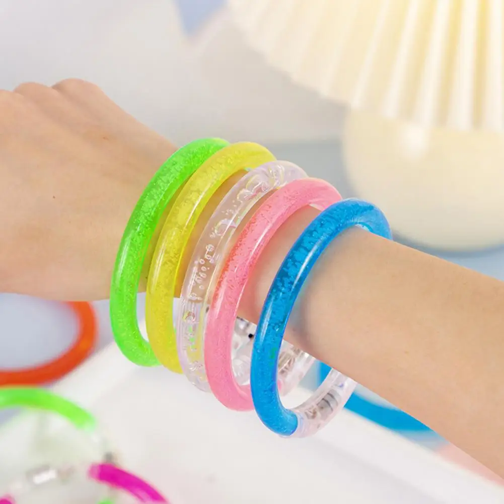 15Pcs LED Light Up Bracelets Neon Glowing Bangle Luminous Wristbands Glow in The Dark Party Supplies Kids Adults LED Arm Band 5
