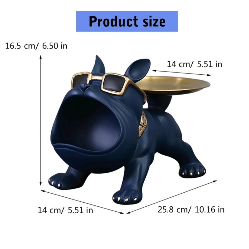 Entryway Key Storage Tray Creative Big Mouthed Dog Shaped Resin And Iron Plate Key Holder For Desk Organization 6