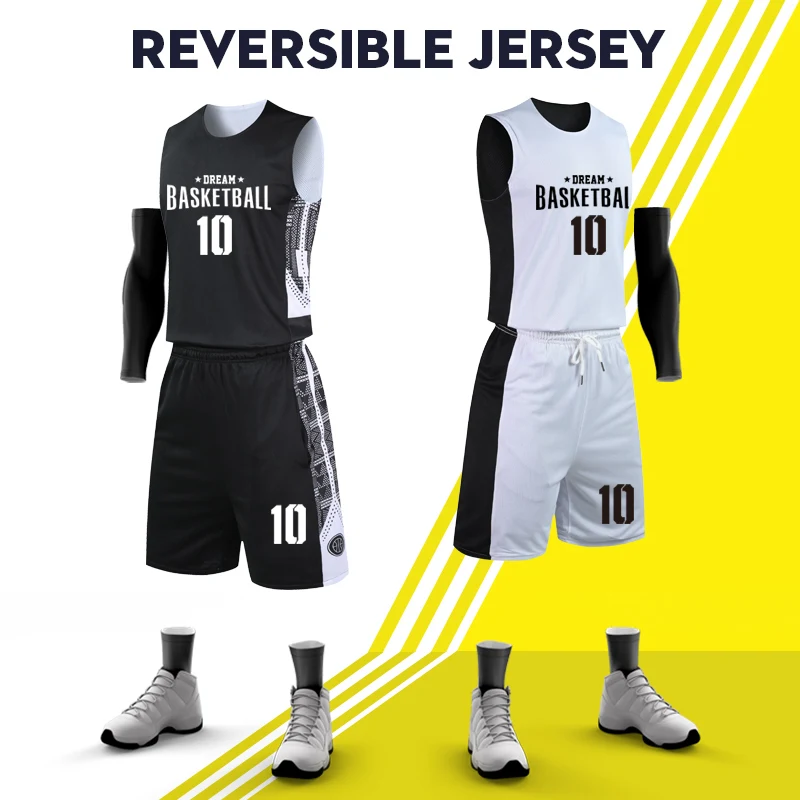 Youth Adults Reversible Basketball Jerseys Breathable Double Side Clothes Shirts For Men's basketball jerseys