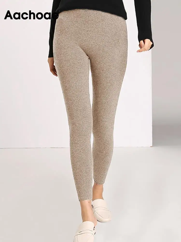 Aachoae Autumn Winter Women Leggings 2022 Solid Casual Slim Pants