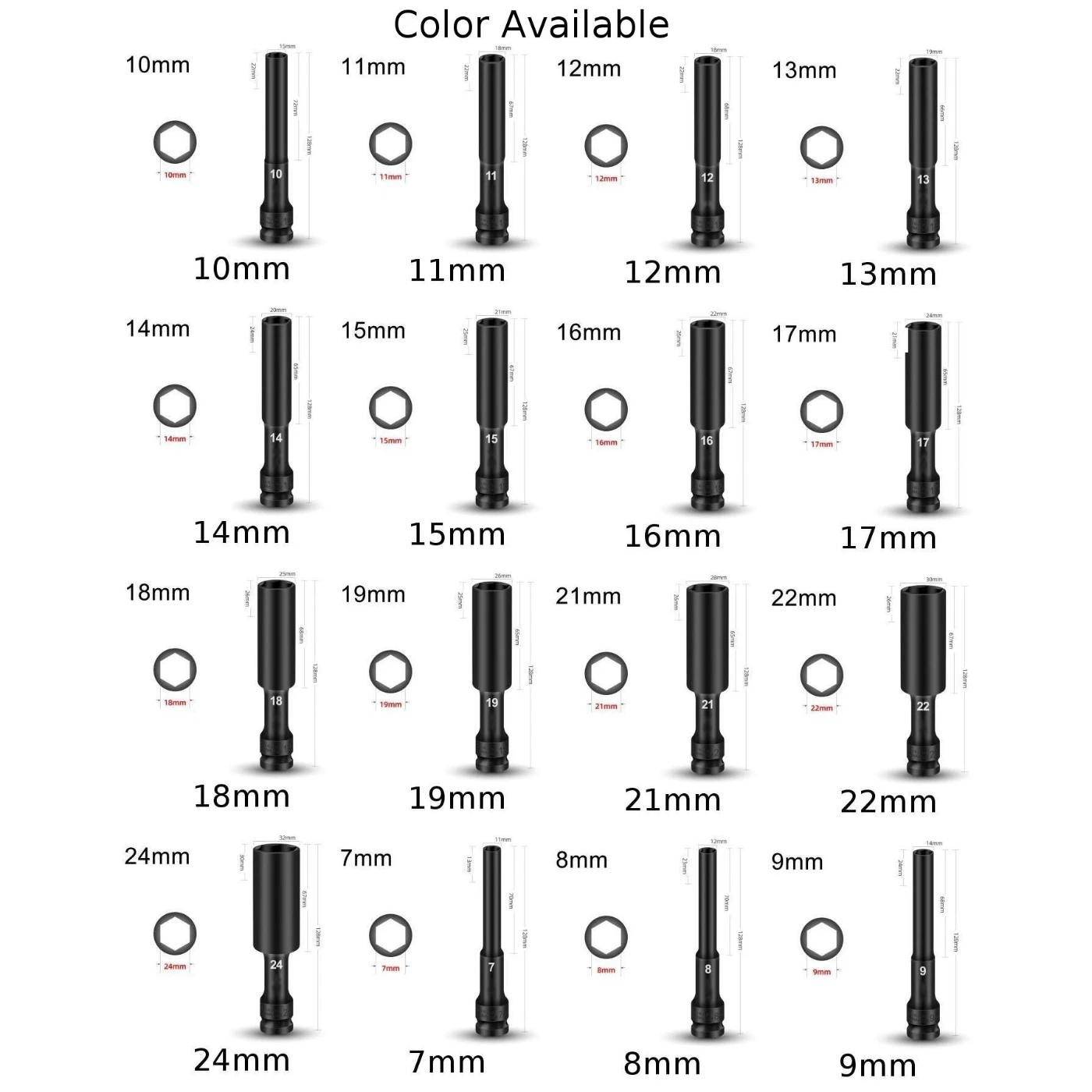 1 stücke 1/2 Stick Steckschlüssel Hex Buchse Kopf 8-24mm Adapter Spanner Konverter Innensechskant Vertiefung Luft kanone-Hülse – Detail 4