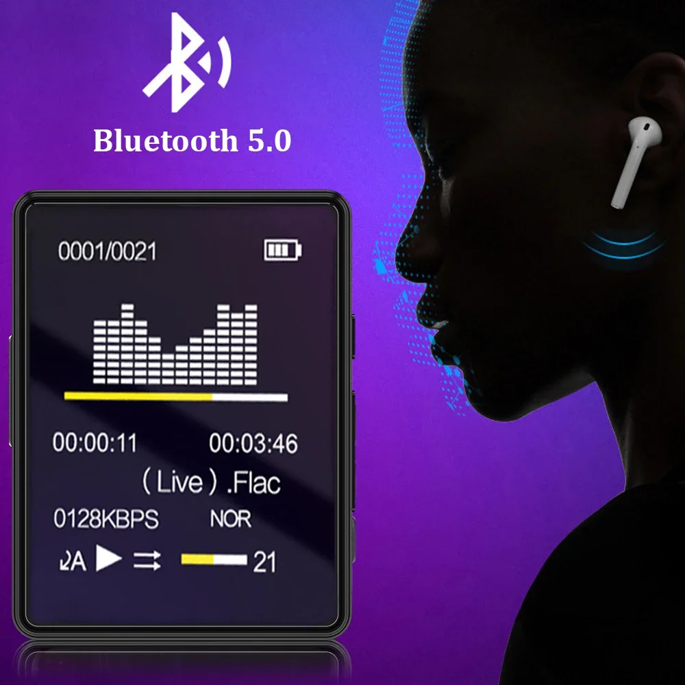 MP3 מוסיקה נגן מיני ווקמן מגע מסך תלמיד HIFI קול Mp4 Bluetooth 5.0 FM רדיו וידאו השמעת רמקול ספר אלקטרוני מקליט image_3