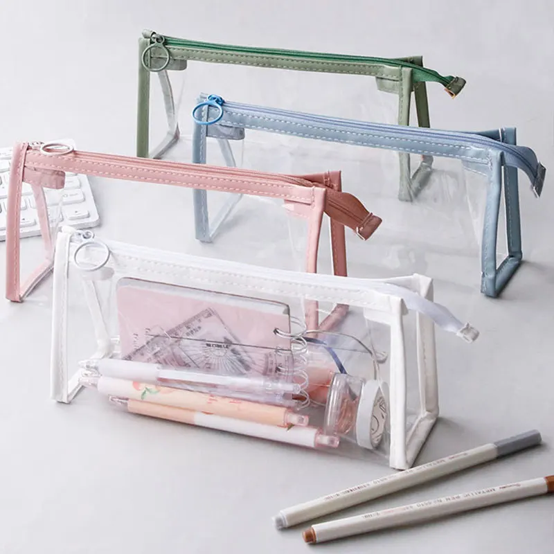 Kawaii Pencil Case Transparent PVC pen pouch organizer for girls Pencil boxes School supplies Cute korean stationery pencil cases