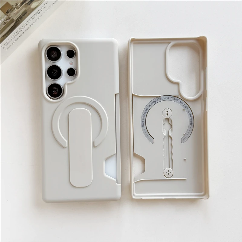 Soft Liquid Silicone Magnetic Case with Strap Holder and Card Slot - Shockproof Cover