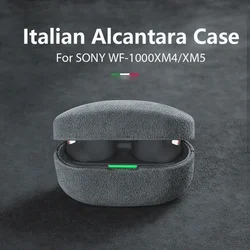 Luxury Handmade Italy Real Alcantara Leather Earphone Protection Case for SONY WF - 1000XM4 (Light Grey)