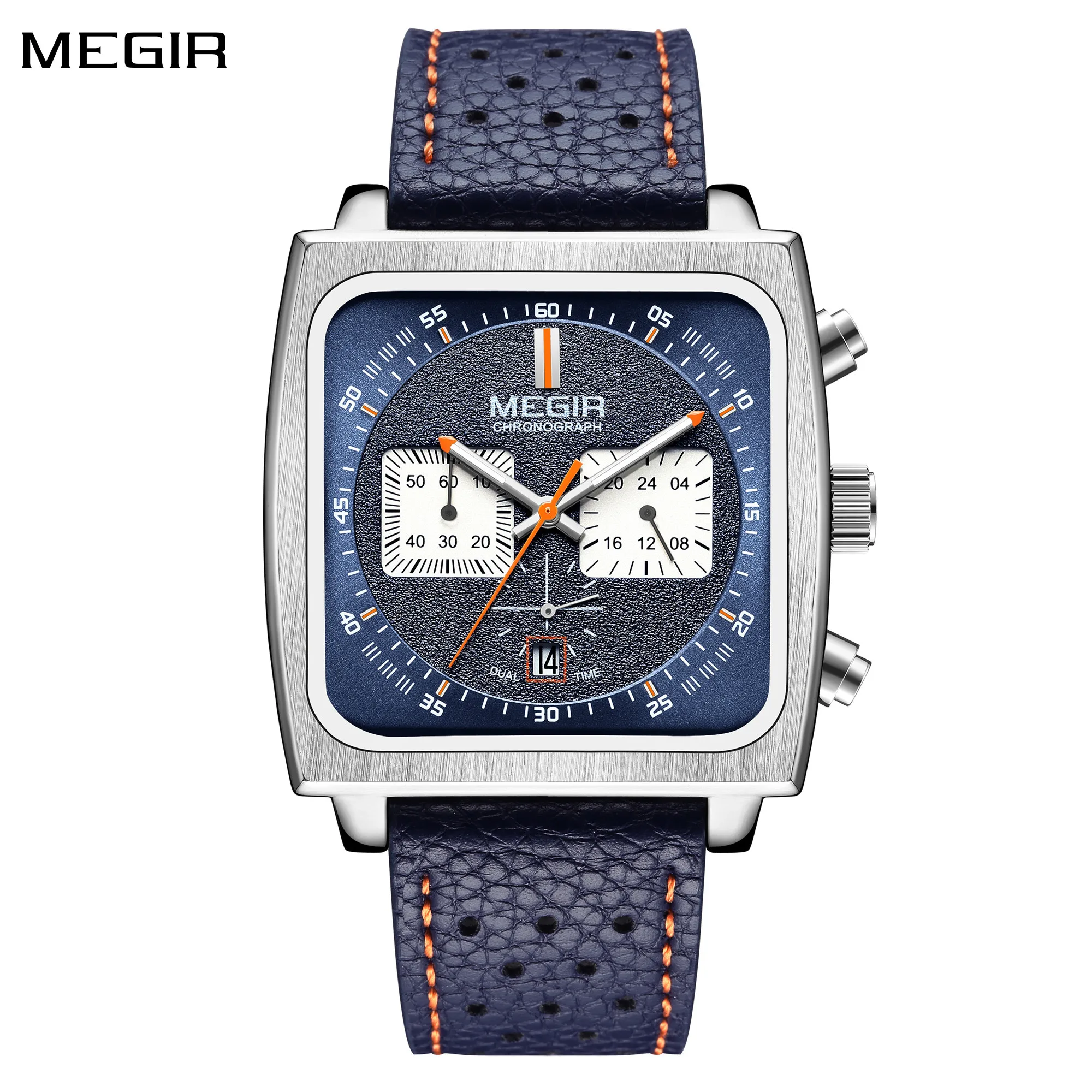 Orologio da uomo con cinturino in vera pelle, fibbia ad ardiglione, movimento analogico al quarzo, design
