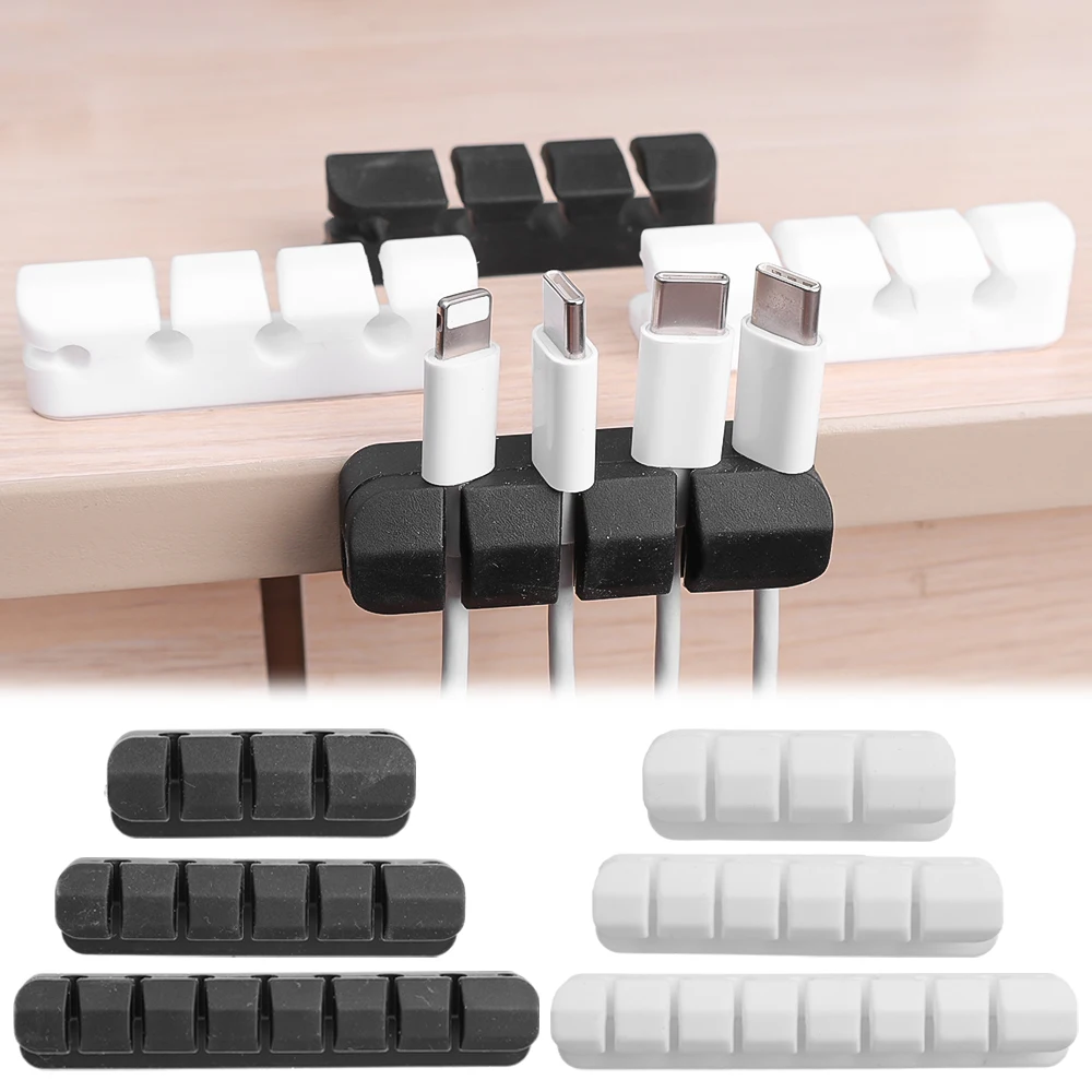 

USB Cable Organizer Wire Winder Silicone Tie Fixer Wire Management Desktop Tidy Management Clip Holder for Mouse Keyboard