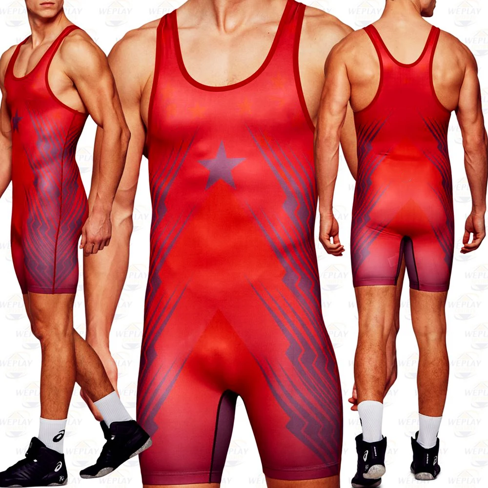 

New Running Wear Pro Wrestling Singlets Suit Boxing Triathlon Country USA Bodysuit Iron Men Swimwear Fitness Skinsuit Sleeveless