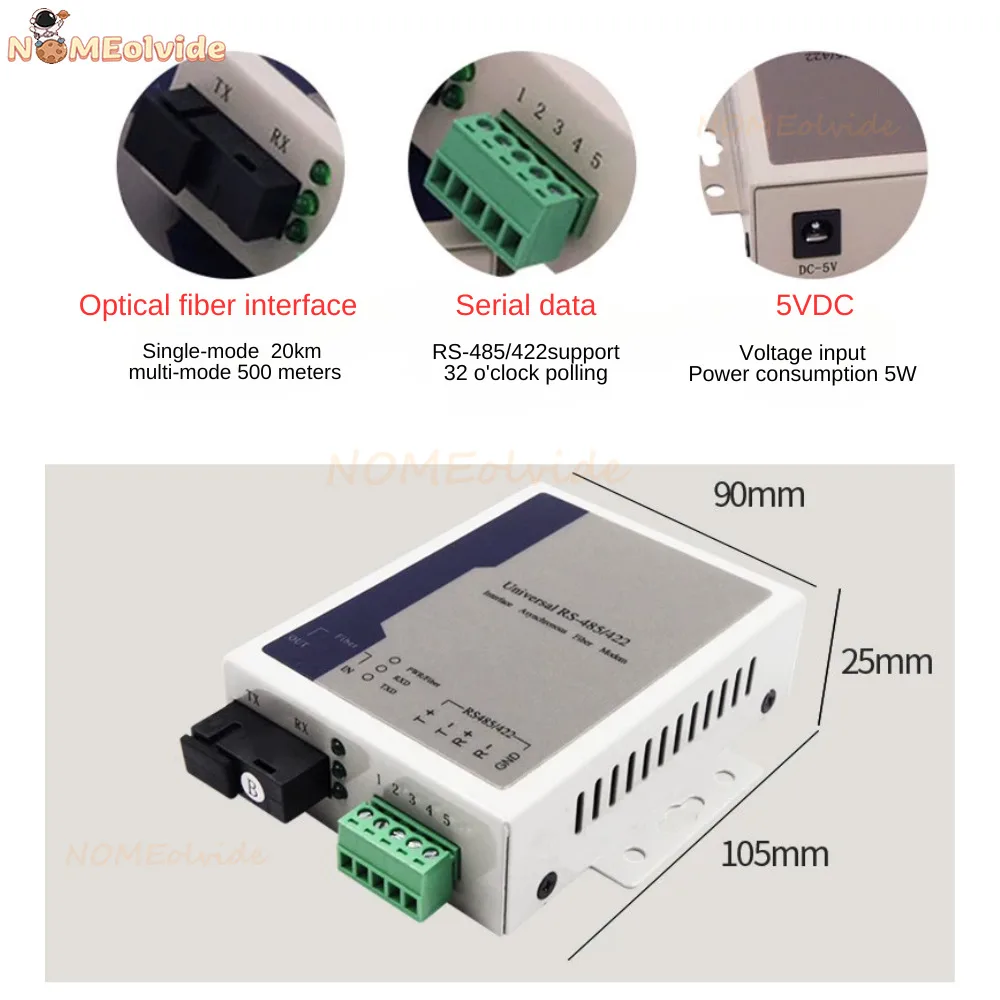 SC Bidirectional 485 Data Optical Fiber Media Converter Fiber Transceiver X1 Route RS485 Optic Transceiver 1 pair