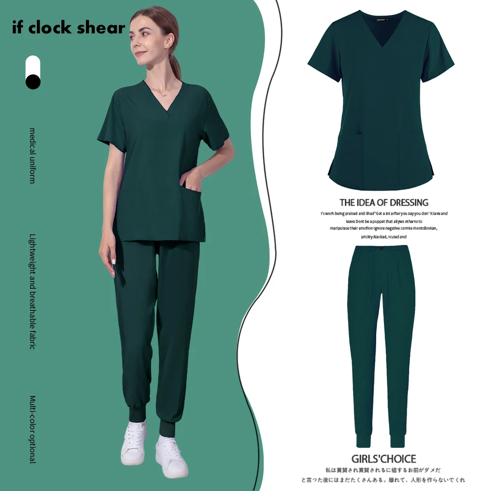 Dentistry Medical Uniforms Enfermera Mujer 2 Way Stretch Clinical Clothes Scrubs Sets Women Men Workwear Tops Pants Work Suits