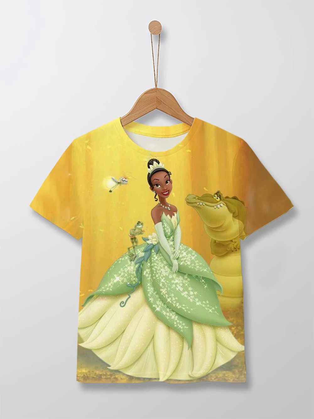 Princess Tiana T-shirt Children's 3D printing T-shirt casual cute