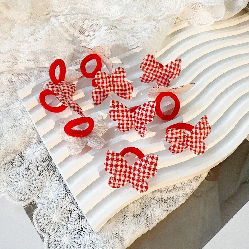 10 개/대 새해 여자 크라운 나비 사랑과 스타 어린이 Hairbands 해를 끼치 지 않는 수건 밧줄 포니 테일 홀더 어린이 고무 밴드