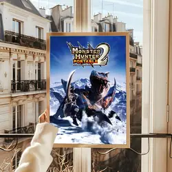 Monster Hunter Game HD Wall Art - Self - Adhesive Poster Decals for Bedroom & Living Room Decor (Black4)