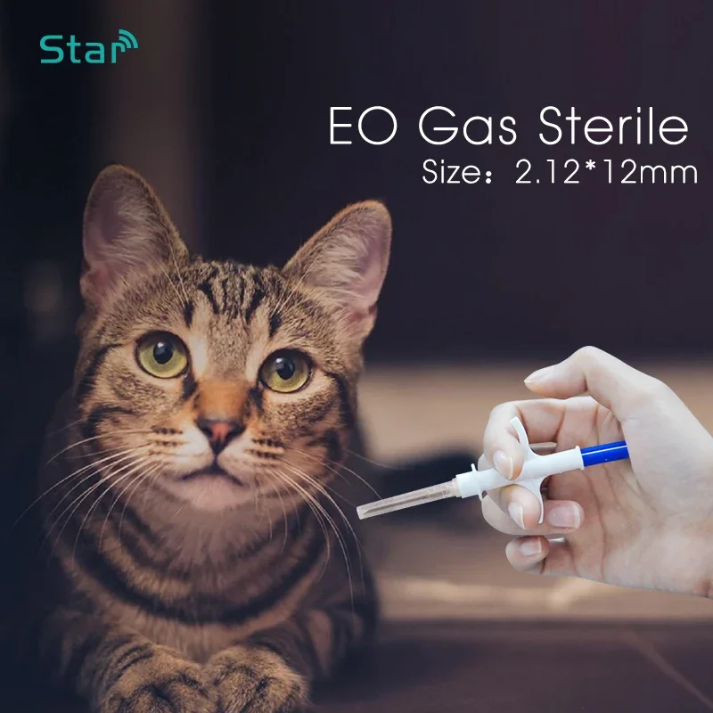 Microchip para perros y gatos, jeringa para implante de microchip animal, aguja para chip de mascota, inyector RFID veterinario