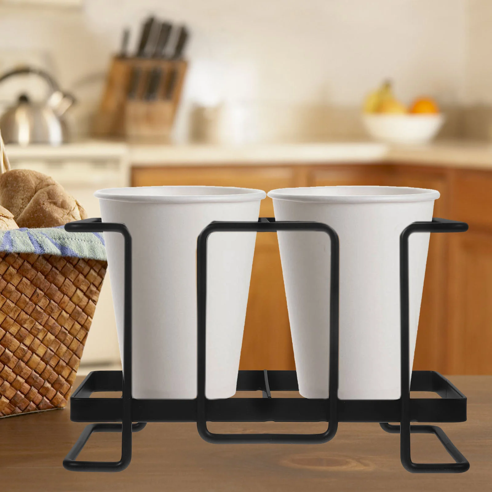 Paper Cup Storage Rack Coffee Mugs Tabletop Holder Organizer Desk Box Daily Use Desktop Stand Iron For Countertop Pantry