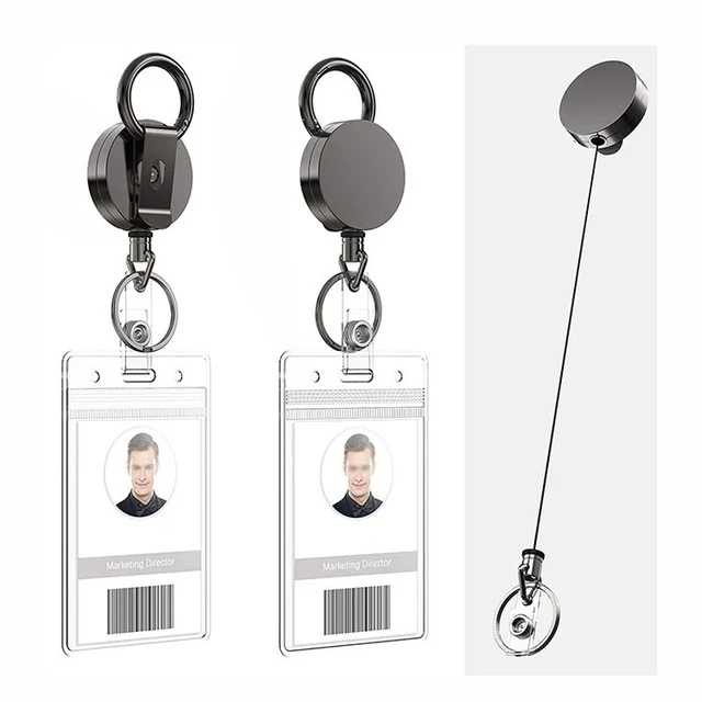 Llavero extensible de Metal con Clip para cinturón, llavero retráctil para  tarjeta de identificación, 1 piezas