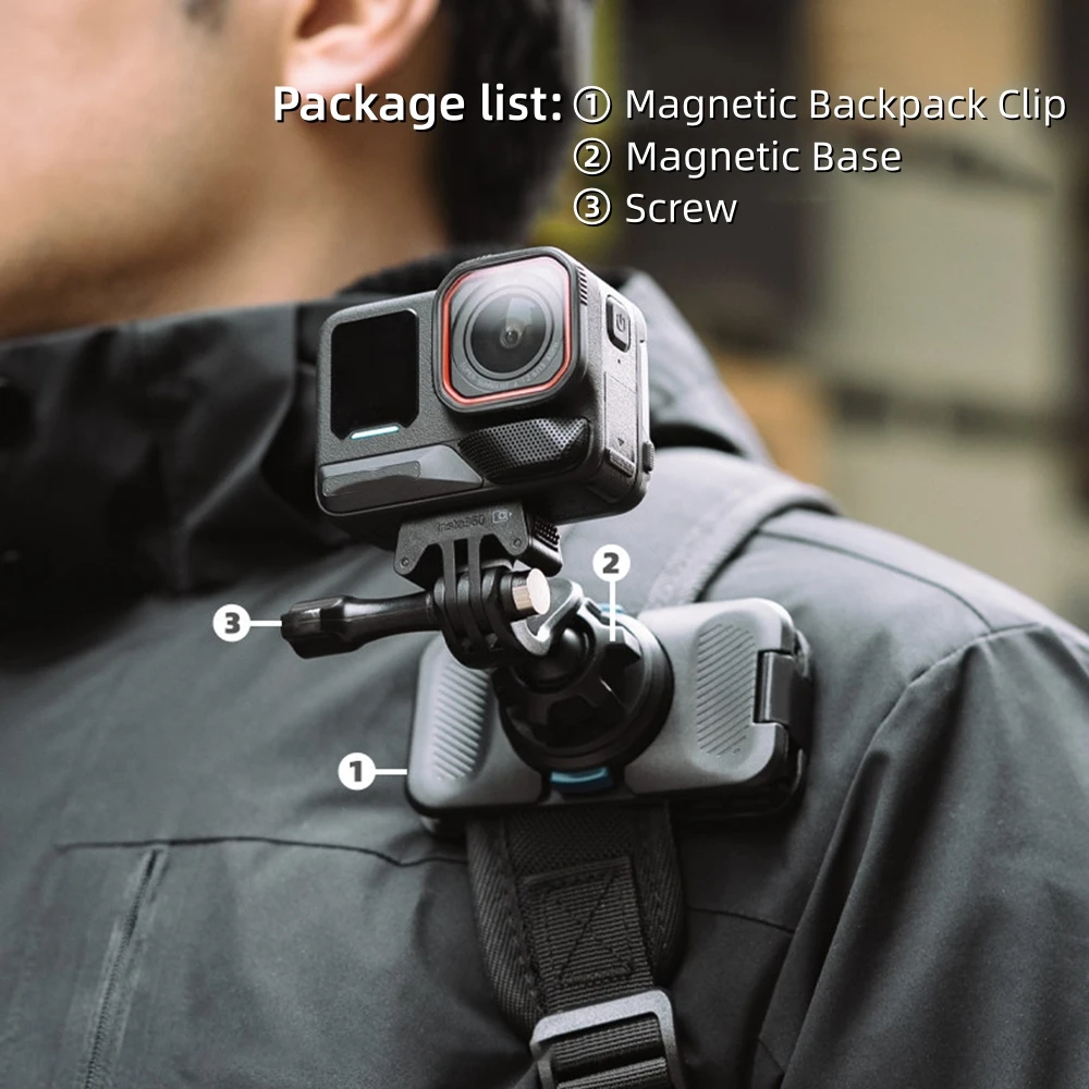 Clip magnétique pour caméra GoPro/Action - Support sac à dos rotatif 360°